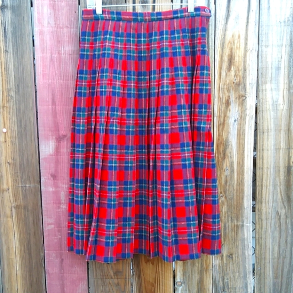 Vintage Pendleton pleated plaid wool skirt